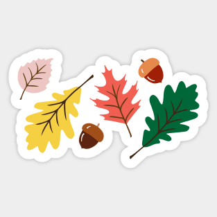 Fall leaves and acorns Sticker